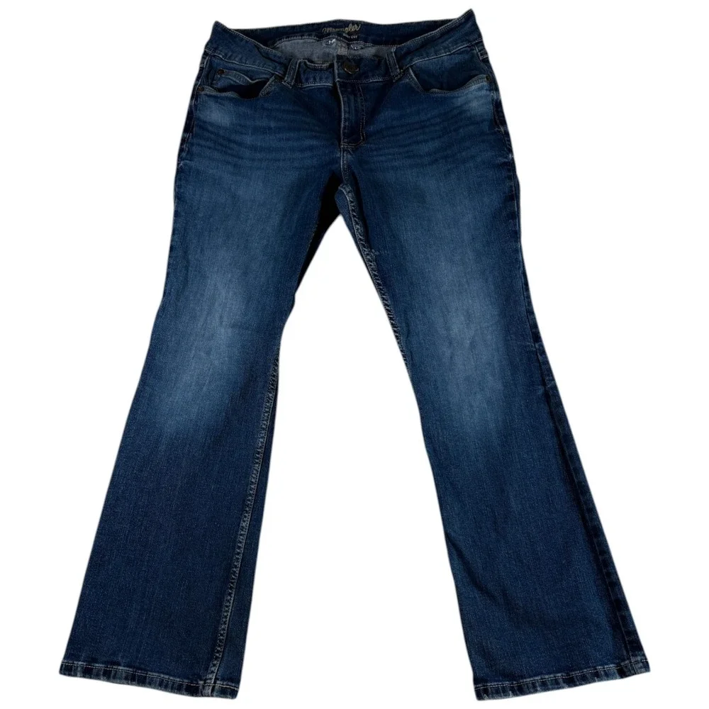 Wrangler Western Bootcut Jeans Womens 13x30 Dark Blue Denim Cotton‎ Whiskered